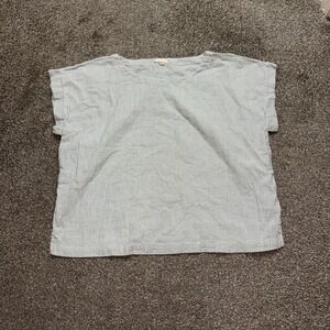 Eileen Fisher Matching Set Womens Large Gray Striped Organic Cotton Summer